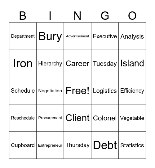 Commonly Mispronounced Words Bingo Card