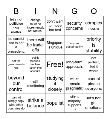 GE RESPONSE BINGO Card