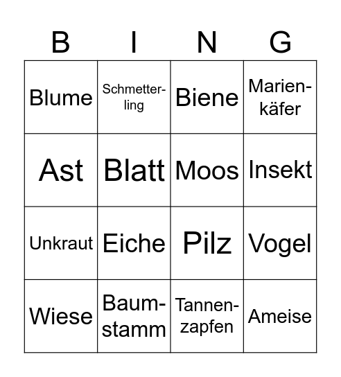 Natur-Bingo Card