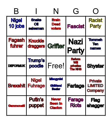 Lefty bedwetter Bingo Card