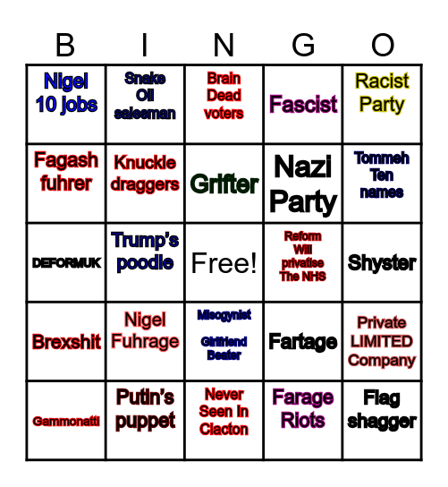 Lefty bedwetter Bingo Card