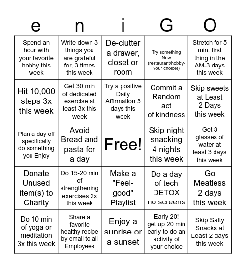 All Together Well - eni-GO Challenge Bingo Card