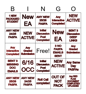 G'S UNIT Start Day 2 STITCH BINGO Card