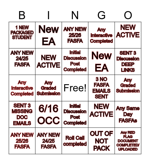 G'S UNIT Start Day 2 STITCH BINGO Card