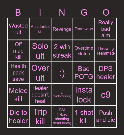 Overwatch 2 Bingo Card