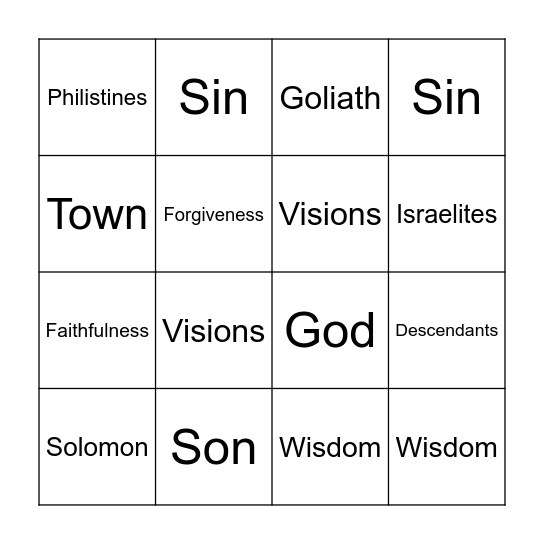 Bible Bingo Card