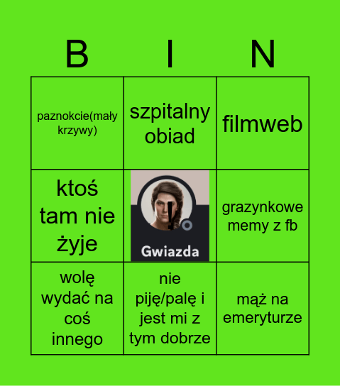 upadła gwiazda Bingo Card