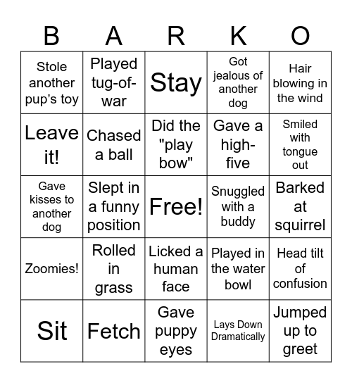 Barko Bingo Card