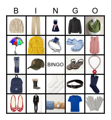 Clothing Bingo Card