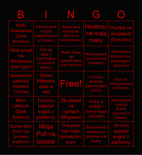 NOX TOT BINGO Card