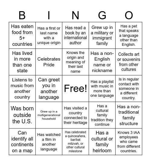 Untitled Bingo Card