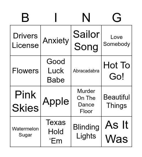 Final Bingo Card