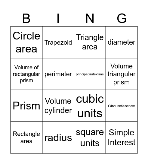 Math Review 2 Bingo Card
