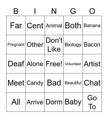 CSV Silent Bingo! Bingo Card