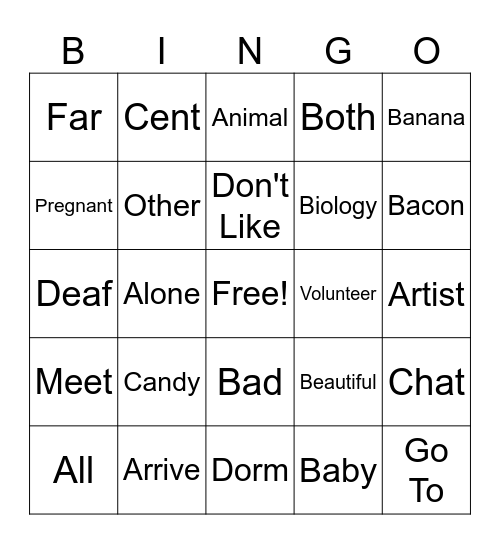 CSV Silent Bingo! Bingo Card