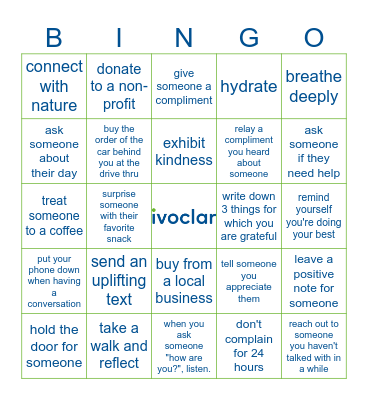 Kindness Bingo Card