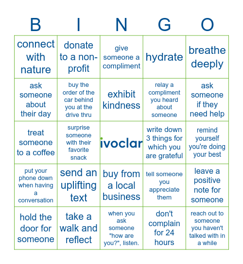 Kindness Bingo Card