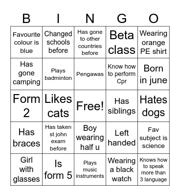 Make a friend !! Bingo Card