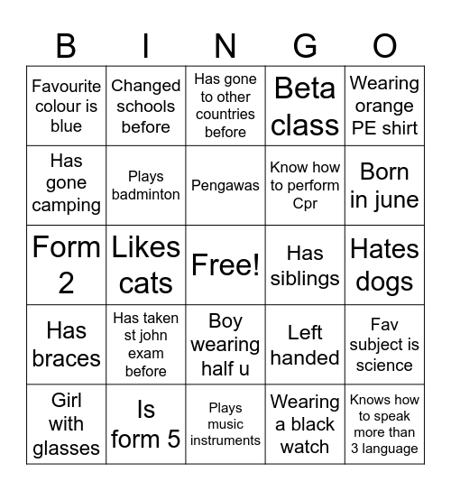 Make a friend !! Bingo Card