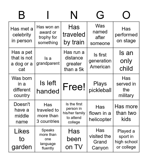 Brain Break Bingo Card