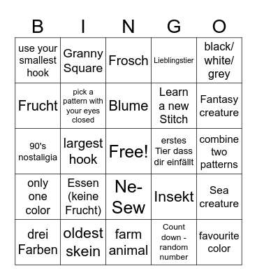 Crochet Bingo #1 Bingo Card
