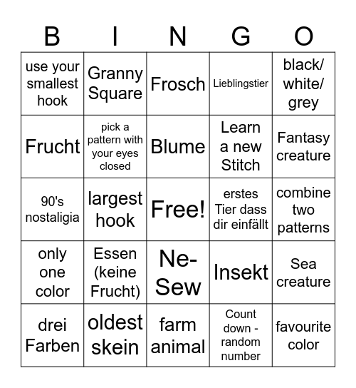 Crochet Bingo #1 Bingo Card