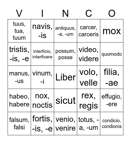 Labyrinthus Bingo Card