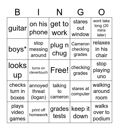 booher bingo Card