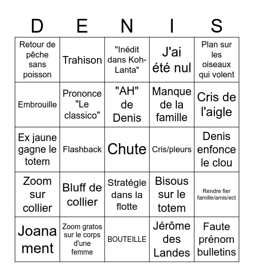 Koh-Lanta Revanche 4 Terres Bingo Card