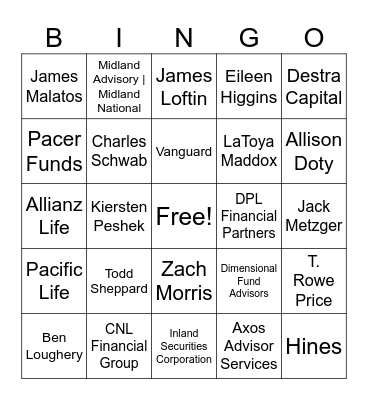 FPA of Georgia Exhibitor/Leadership Bingo Card