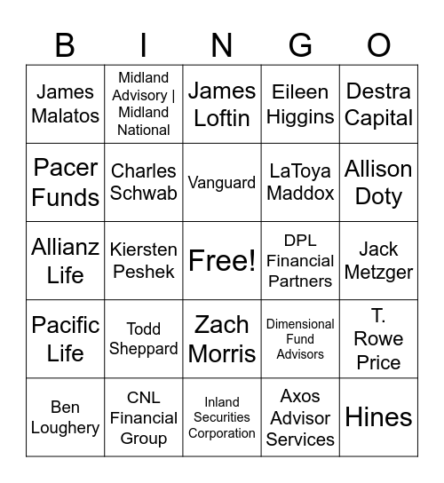 FPA of Georgia Exhibitor/Leadership Bingo Card