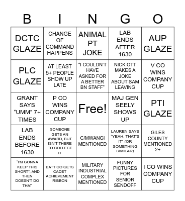 VPI COC BINGO Card