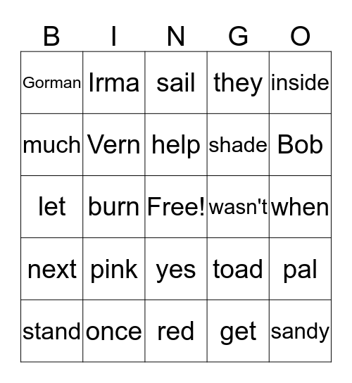 First Grade Bingo! Bingo Card