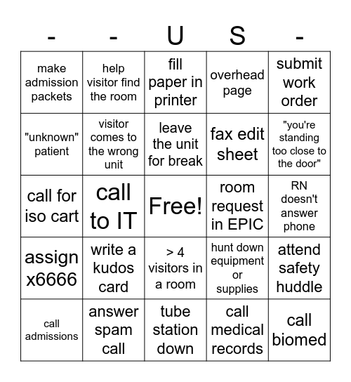Nurse's Week 2025 Bingo Card