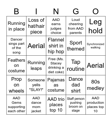 Parent bingo Card