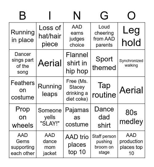 Parent bingo Card