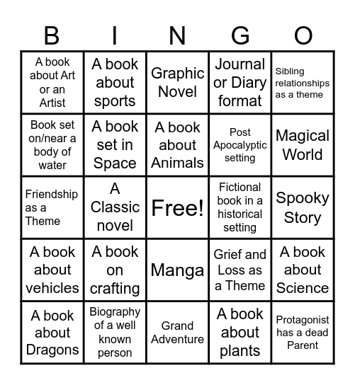 Book Bingo Card