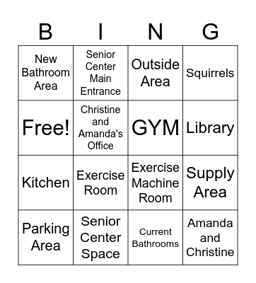 Senior Center Bingo Card