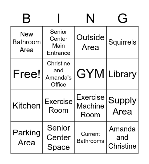 Senior Center Bingo Card