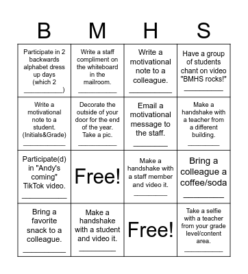 EDUCATIONAL APPRECIATION WEEK BINGO FUN! Bingo Card