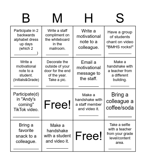 EDUCATIONAL APPRECIATION WEEK BINGO FUN! Bingo Card