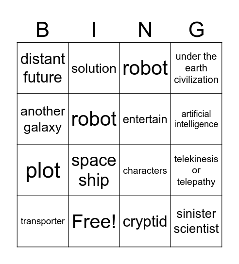 Sci-Fi Library Bingo Card
