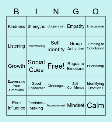 Social Skills Bingo Card