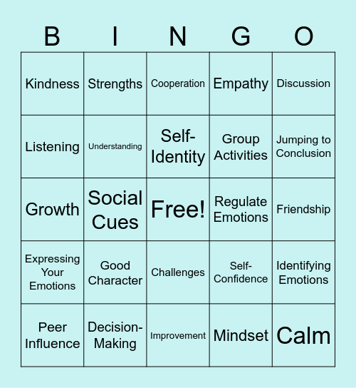 Social Skills Bingo Card