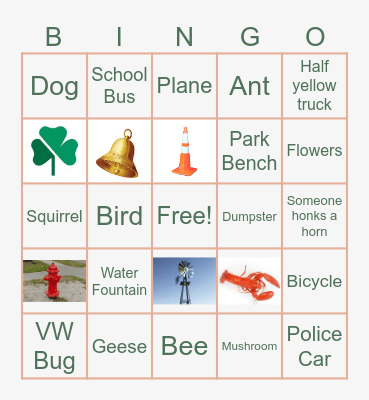 Eye Spy Bingo Card
