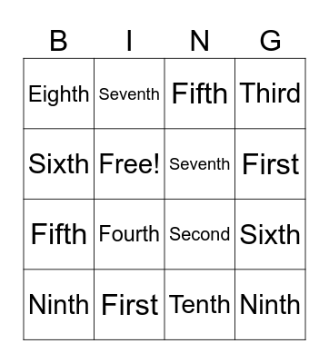 Bill of Rights Bingo Card