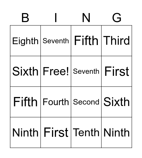 Bill of Rights Bingo Card