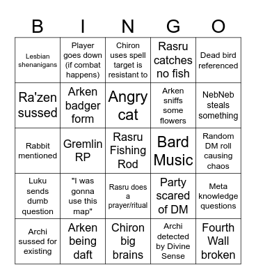 The Vistea specials Bingo Card