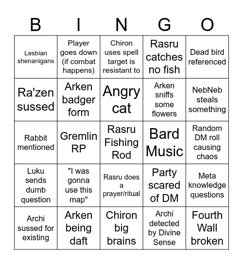 The Vistea specials Bingo Card