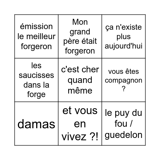 bingo bievres 2025 Bingo Card